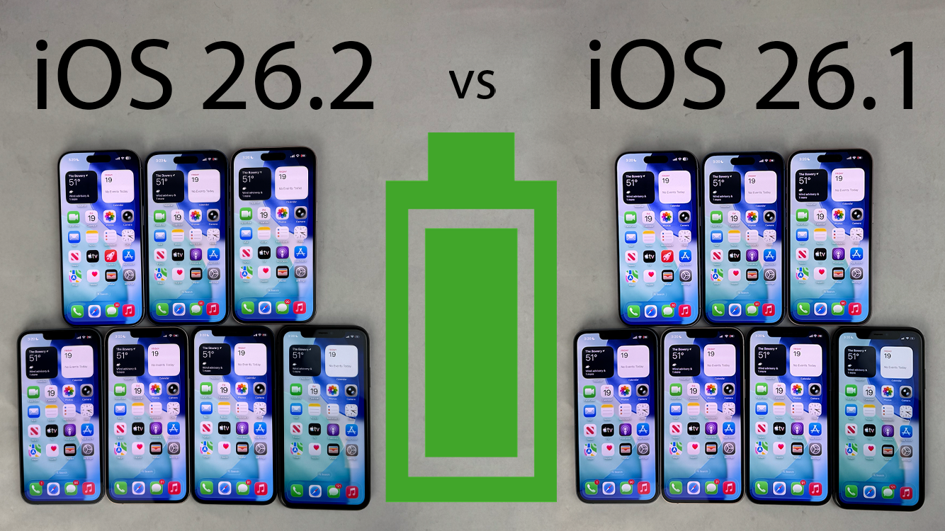 iOS 26.2 vs iOS 26.1 BATTERY Test on iPhone 17, 16, 15, 14, 13, 12, 11